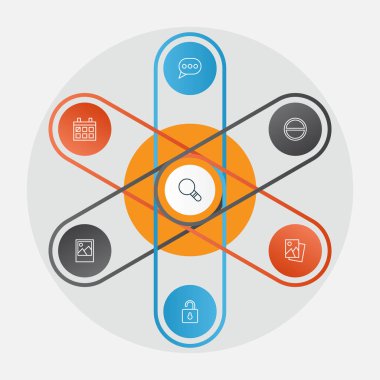 Web simgeler kümesi. Takvim, manzara Foto, koleksiyon öğeleri reddediyorum. Ayrıca peyzaj, çöp, fotoğraf gibi simgeler içerir.