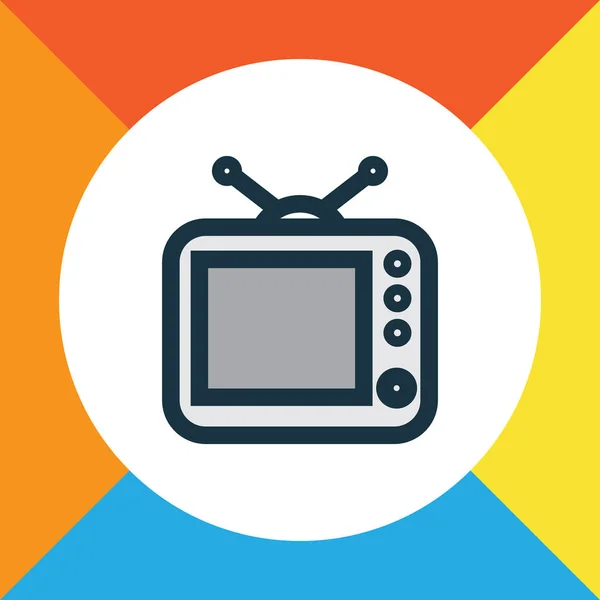 Tv 다채로운 개요 기호입니다. 최신 유행 스타일에 프리미엄 품질 절연된 텔레비전 요소. — 스톡 벡터