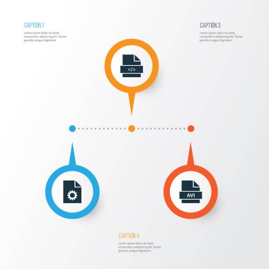 Belge simgeler kümesi. Dosya, komut dosyası, yapılandırma ve diğer öğeleri koleksiyonu. Ayrıca, komut dosyası, dosya, kod gibi simgeler içerir.