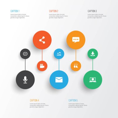 Internet simgeler kümesi. Yayımla, mesaj, aşağı ok ve diğer öğeleri koleksiyonu. Ayrıca sembolleri içerir gibi konuşuyor, yayım olarak aşağı.