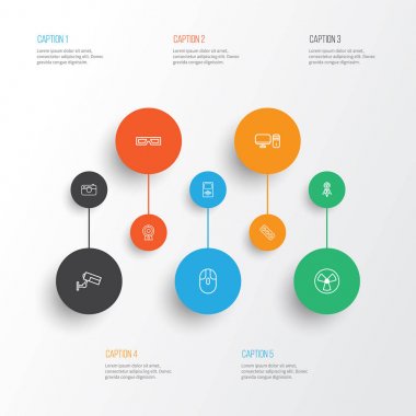 Aracı Icons Set. Kablosuz yönlendirici, kontrol cihazı, gözetim ve diğer öğeleri koleksiyonu. Ayrıca Fan, gözetim, fotoğraf gibi simgeler içerir.