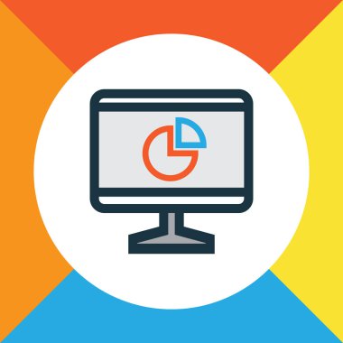 Bilgisayar Analytics renkli anahat simgesi. Premium Kalite izole pasta grafik öğesi Trendy tarzı.