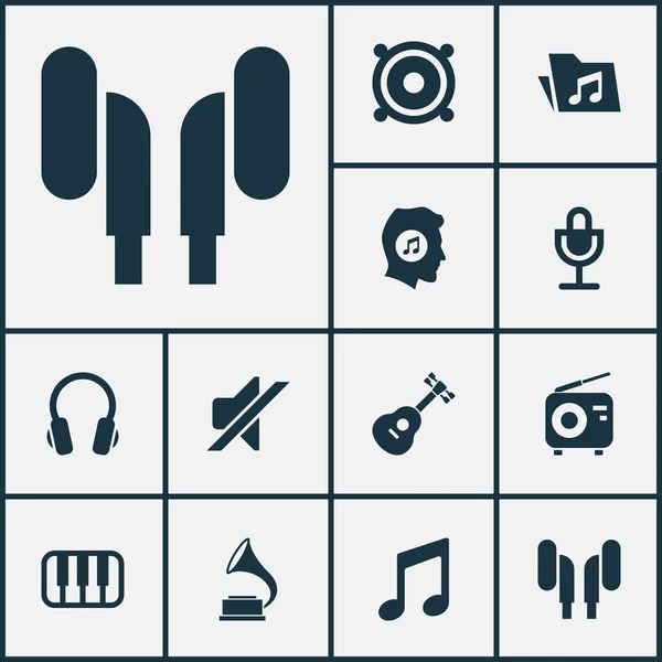 Audio Icons Set. Collectie van Tuner, stilte, OORWARMER en andere elementen. Ook symbolen zoals Volume, luidspreker, luidspreker. — Stockvector