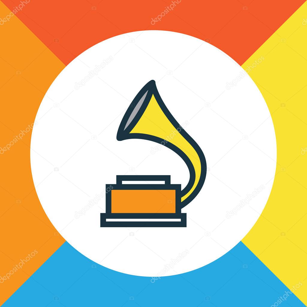 Phonograph Colorful Outline Symbol. Premium Quality Isolated Gramophone Element In Trendy Style.