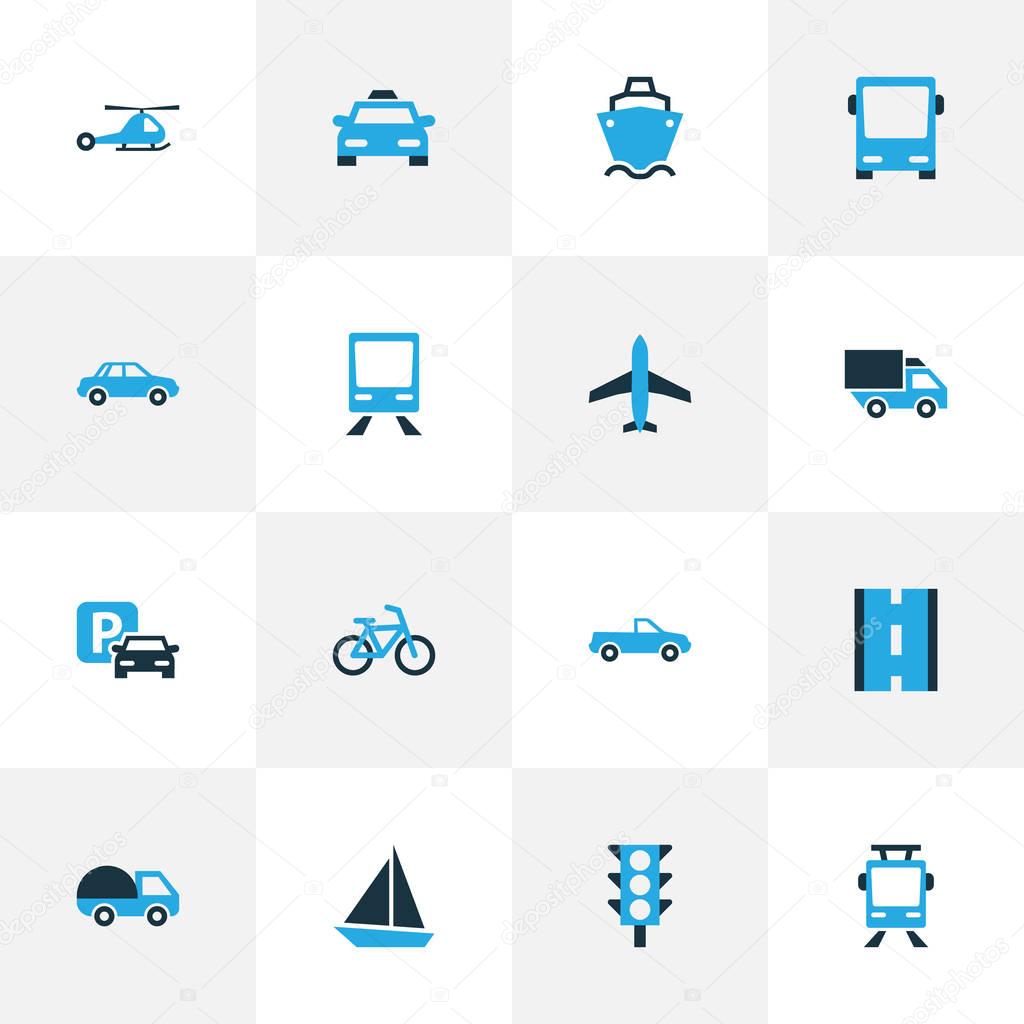 Shipment Colorful Icons Set. Collection Of Cab, Tanker, Autobus And Other Elements. Also Includes Symbols Such As Aircraft, Carrier, Carriage.
