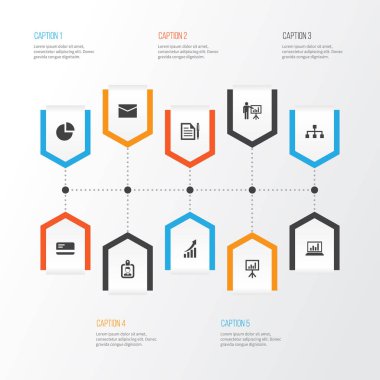 İş Icons Set. Ödeme, yaka kartı, adam sunulması ve diğer öğeleri koleksiyonu. Ayrıca, kalem, daire, ekran gibi simgeler içerir.