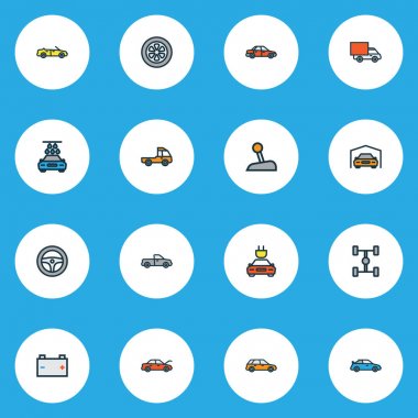 Otomatik Renkli Anahat simgelerini belirlemek. Cabriolet, elektrik, çamaşır ve diğer öğeleri koleksiyonu. Ayrıca, Araba, araba yıkama gibi sembolleri içerir.