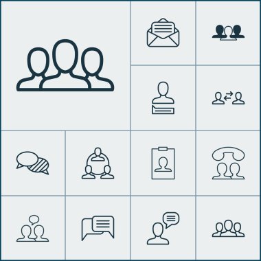 Ağ Icons Set. İletişim, sohbet, takım çalışması ve diğer öğeleri koleksiyonu. Ayrıca mesaj, toplum, kullanıcı gibi simgeler içerir.