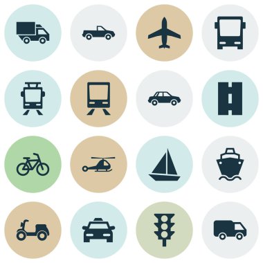Sevk irsaliyesi Icons Set. Koleksiyon bir şekilde, kamyon, Skooter ve diğer öğeler. Ayrıca sembolleri içerir yol, trafik gibi gemi.