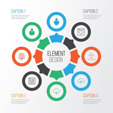 Web simgeler kümesi. Karşıya yükleme, Web sitesi, Blog sayfası ve diğer öğeleri koleksiyonu. Ayrıca kişi, pencere, profil gibi simgeler içerir.