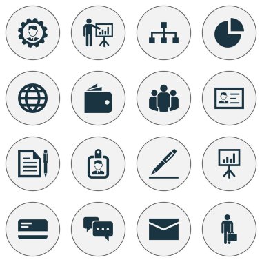 Ticaret simgeler kümesi. Lider, zarf, grup ve diğer öğeleri koleksiyonu. Ayrıca, takım, sözleşme sohbet gibi sembolleri içerir.