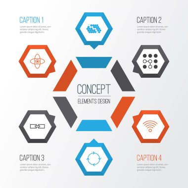 Robotik Icons Set. İlgili bilgiler, atom Cpu, yığın düzeni ve diğer öğeleri. Ayrıca işlemci, kablosuz, bilgisayar gibi simgeler içerir.