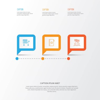 Proje simgeler kümesi. Garanti, zamanlama, tartışma ve diğer öğeleri koleksiyonu. Toplantı, zamanlama, planı gibi semboller de içerir.