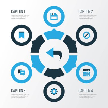 Renkli simgeler kümesi arabirim. Topluluğu yasak, Not, seçenekleri ve diğer öğeleri. Ayrıca Hayır, Mark, yer işareti gibi simgeler içerir.