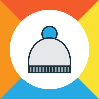 Pon pon renkli anahat simgesi. Premium Kalite izole Beanie öğe Trendy tarzı.