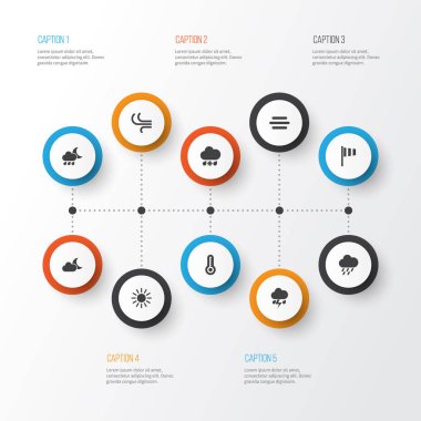 İklim Icons Set. Her gece topluluğu, ay ışığı, sıcaklık ve diğer öğeleri. Ayrıca gece, ay ışığı, hilal gibi simgeler içerir.