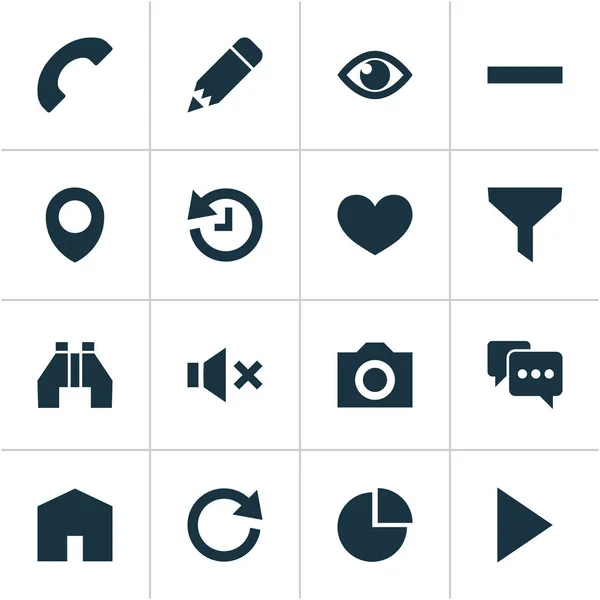 Conjunto de ícones de usuário. Coleção de fotos, Casa, Nota e outros elementos. Também inclui símbolos como coração, início, silêncio . —  Vetores de Stock