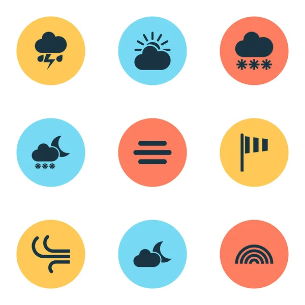 Air Icons Set. Collection Of Night, Colors, Breeze And Other Elements. Also Includes Symbols Such As Breeze, Sunlight, Cloud. — Stock Vector