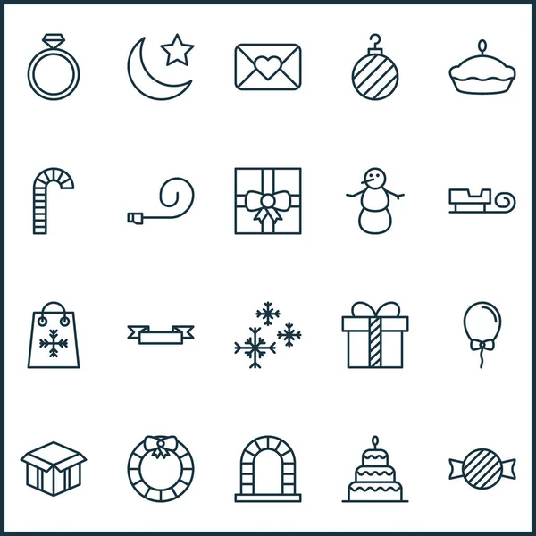 Set de iconos navideños. Colección de Flan, Postre, Media Luna y Otros Elementos. También incluye símbolos tales como bola, cerca, compras . — Vector de stock