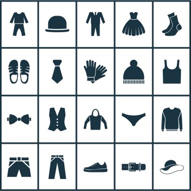 Icons Set elbise. Panama, mayo kumaş, külot ve diğer gibi simgeleri içerir.