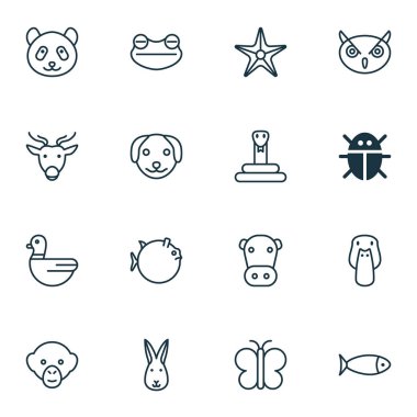Doğa Icons Set. Ördek, böceği, köpek ve diğer gibi simgeleri içerir.