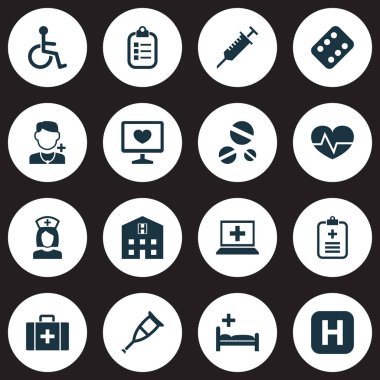 Antibiyotik Icons Set. Doktor, hastane, Mark ve diğer gibi simgeleri içerir.