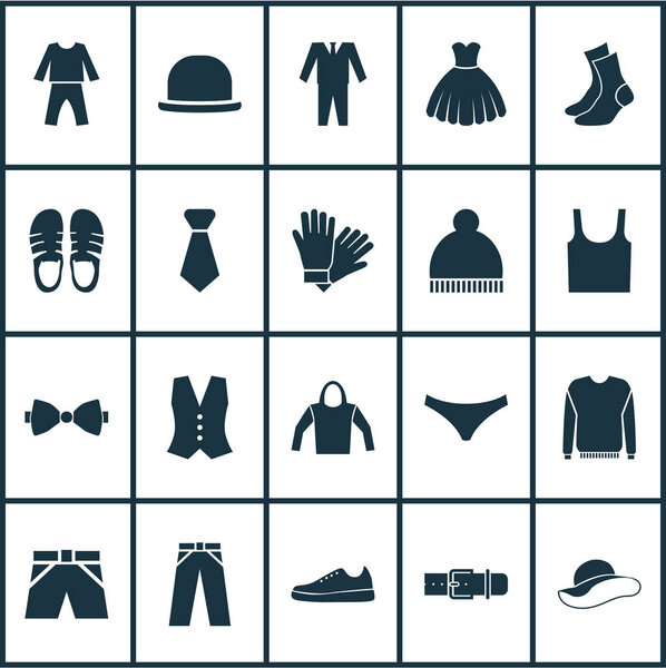 Dress Icons Set. Includes Icons such as Panama, Trunks Cloth, Panties and Other
.
