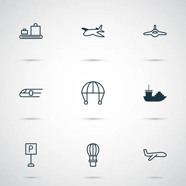 Транспорт Icons Set. Includes Icons such as Metro, Baggage Carousel, Tanker and Other . — стоковый вектор