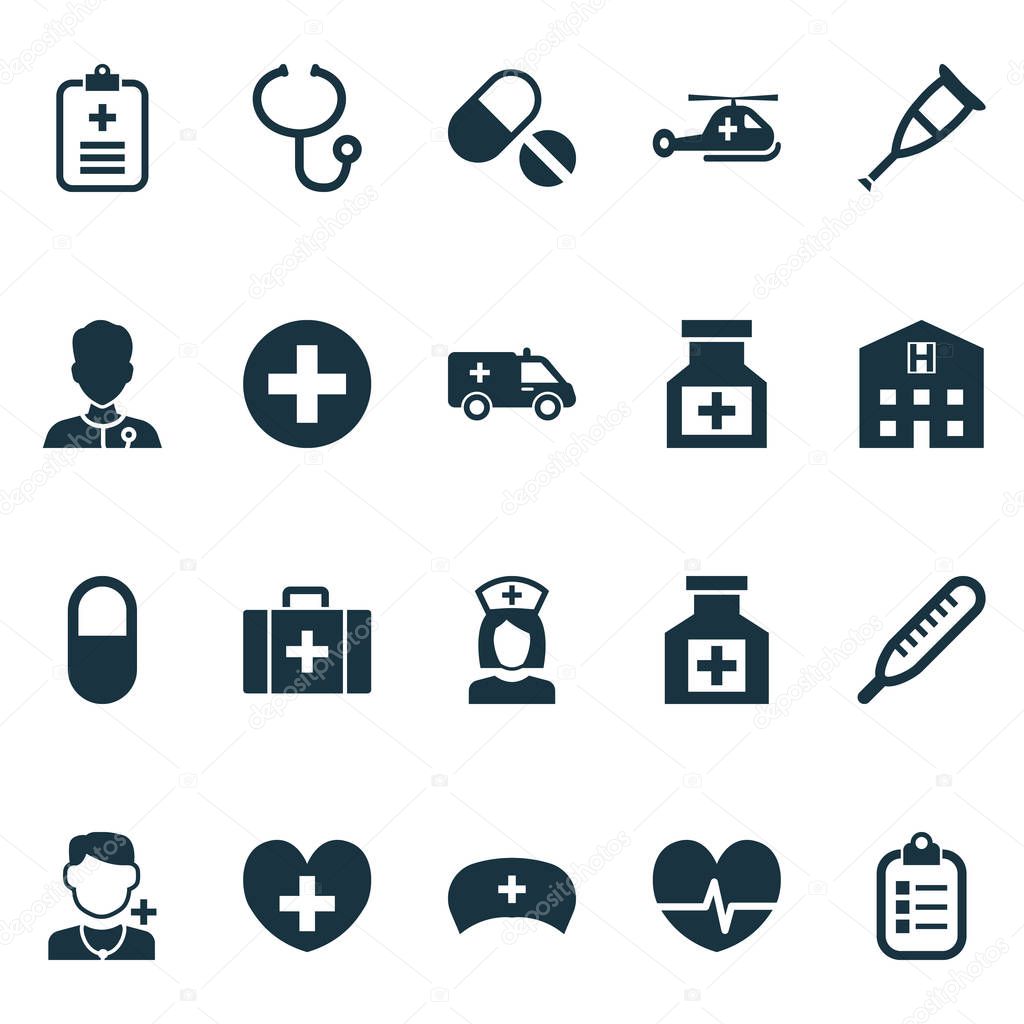Drug Icons Set. Includes Icons Such As Heal, Physician, Nanny And Other.