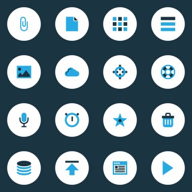 Kullanıcı simgeleri renkli set ikinci metre ile başlamak, geri dönüşüm kutusu ve diğer ikinci metre öğeleri. İzole vektör çizim kullanıcı simgeleri.