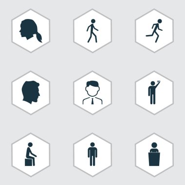 İnsanlar Icons set beyefendi, hanımefendi kafa, fotoğraflandı ve diğer akşamlar baş öğeleri ile. İzole vektör illüstrasyon insanlar simgeler.