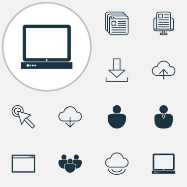 Web Simgeler indir, program, blog sayfası ve diğer kullanıcı öğeleri ile ayarlayın. İzole vektör çizim web simgeler.