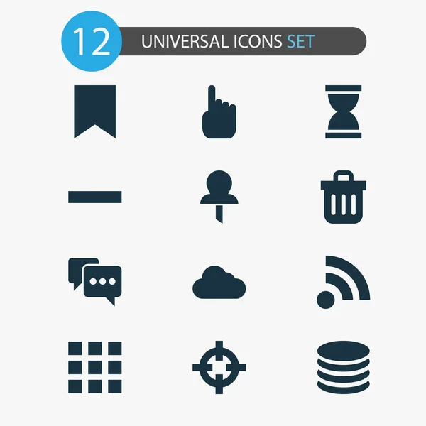 Conjunto de iconos de interfaz con cursor, aplicación, almacenamiento y otros elementos de nota. Iconos de interfaz de ilustración vectorial aislado . — Vector de stock
