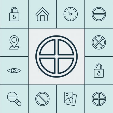 Web Icons set ile pozitif, zaman, engel ve diğer Emlak öğeleri. İzole vektör çizim web simgeler.