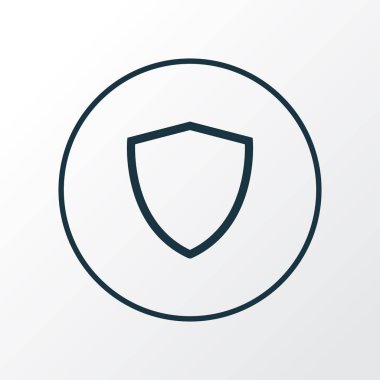 Kalkan simgesi satır sembolü. İzole üstün kaliteli moda stil öğesinde korumak.