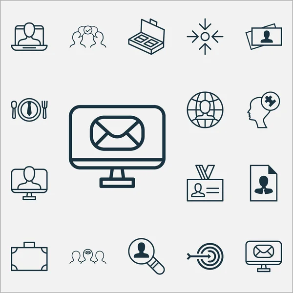 Business icons set with business aim, cv, authentication and other online identity elements. Isolated vector illustration business icons.