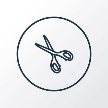 Makas simgesi çizgi sembolü. Kaliteli kalite yalıtılmış makas ögesi modada.