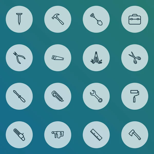 Tools icons line style set with bolt, repair, axe and other digging elements. Isolated  illustration tools icons. — Stock Photo, Image