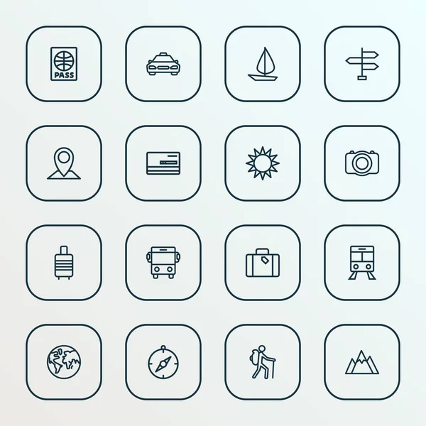 Exploration icons line style set with direction, luggage, credit and other tram  elements. Isolated  illustration exploration icons. — Stock Photo, Image