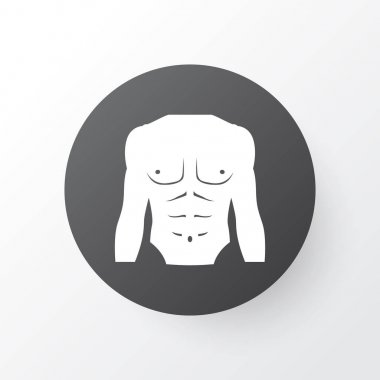 Göğüs simgesi simgesi. Premium Kalite izole atletik öğesinde Trendy tarzı.