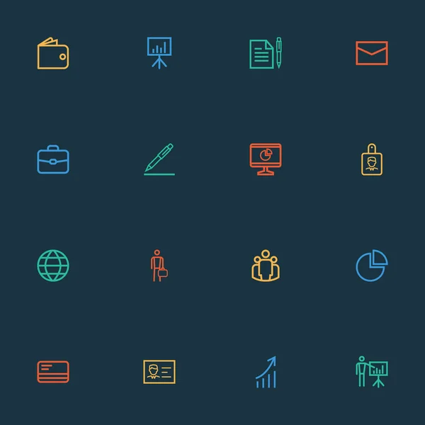 Jobb ikoner linje stil set med affärsman, bankkort, global och andra affärsman element. Isolerade vektor illustration jobb ikoner. — Stock vektor