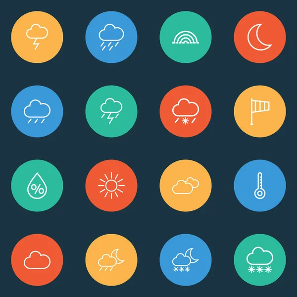 Air Icons linieren den Stil mit Schneefall, Mond, Schnee und anderen Tropfenelementen. isolierte Vektor Illustration Luft-Symbole. — Stockvektor