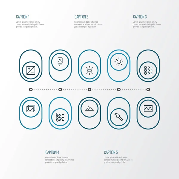 그림 아이콘 선 스타일 모음 브러쉬, wb 밝은, 밝기 및 기타 요소를 흐리게. 격리 된 벡터 일러스트 그림 아이콘. — 스톡 벡터