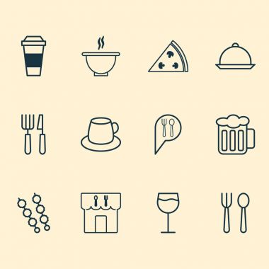 House, bira, espresso ve diğer mocha öğeleri yeme ile restoran Icons set. İzole vektör çizim Restoran simgeler.