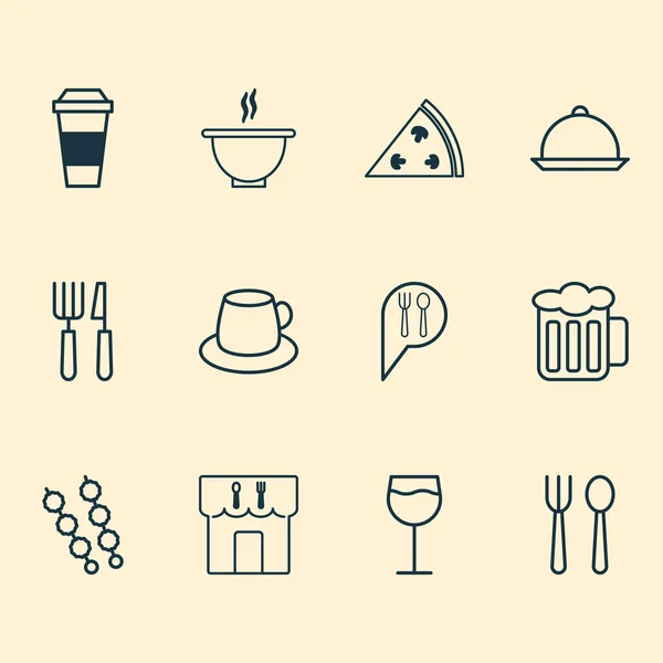 Conjunto de iconos de restaurante con casa de comer, cerveza, espresso y otros elementos moca. Iconos de restaurante de ilustración vectorial aislado . — Archivo Imágenes Vectoriales