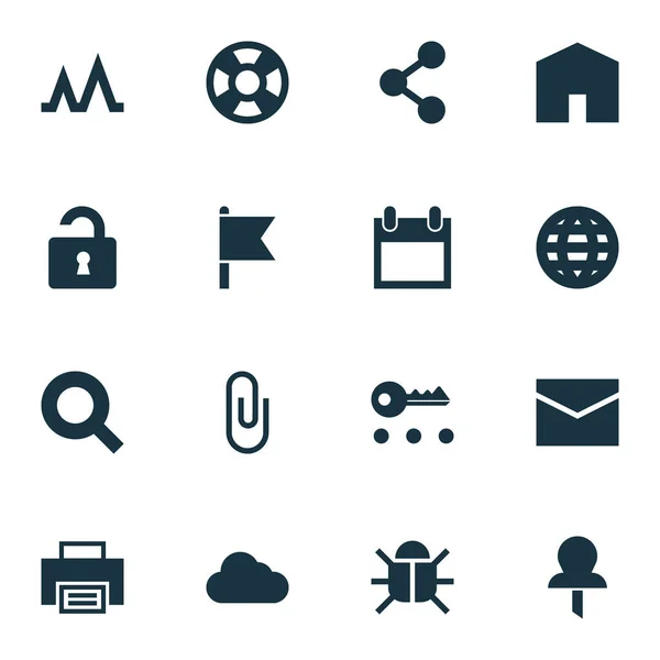 Conjunto de iconos de usuario con privacidad, búsqueda, correo y otros elementos de la tierra. Iconos de usuario de ilustración vectorial aislado . — Vector de stock