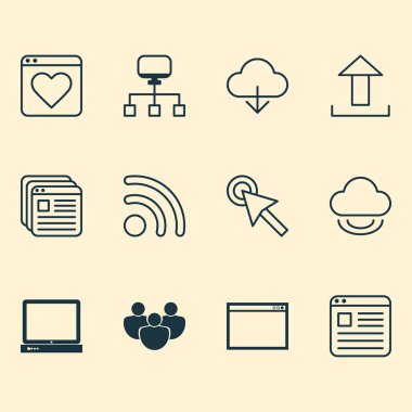 Web Simgeler grubu, favori, sekmeler ve diğer upload öğeleri ayarlayın. İzole vektör çizim web simgeler.