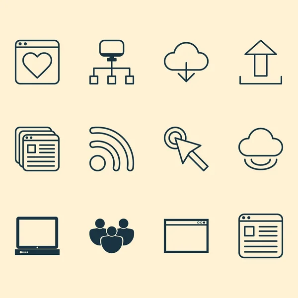Connection icons set with group, favorite, tabs and other upload elements. Isolated  illustration connection icons.