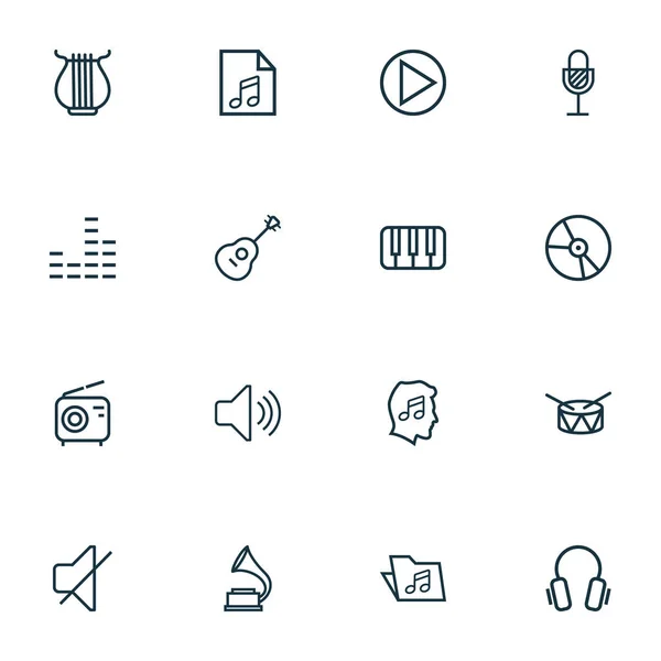 Multimedia icons line style set with mute, headphone, piano and other keys elements. Isolated  illustration multimedia icons. — Stock Photo, Image