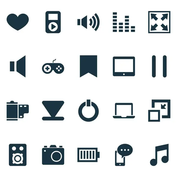 Multimedia icons set with laptop, mute, start and other stop elements. Isolated  illustration multimedia icons. — Stock Photo, Image